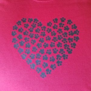 Pawprint Heart Vinyl T-shirt XL